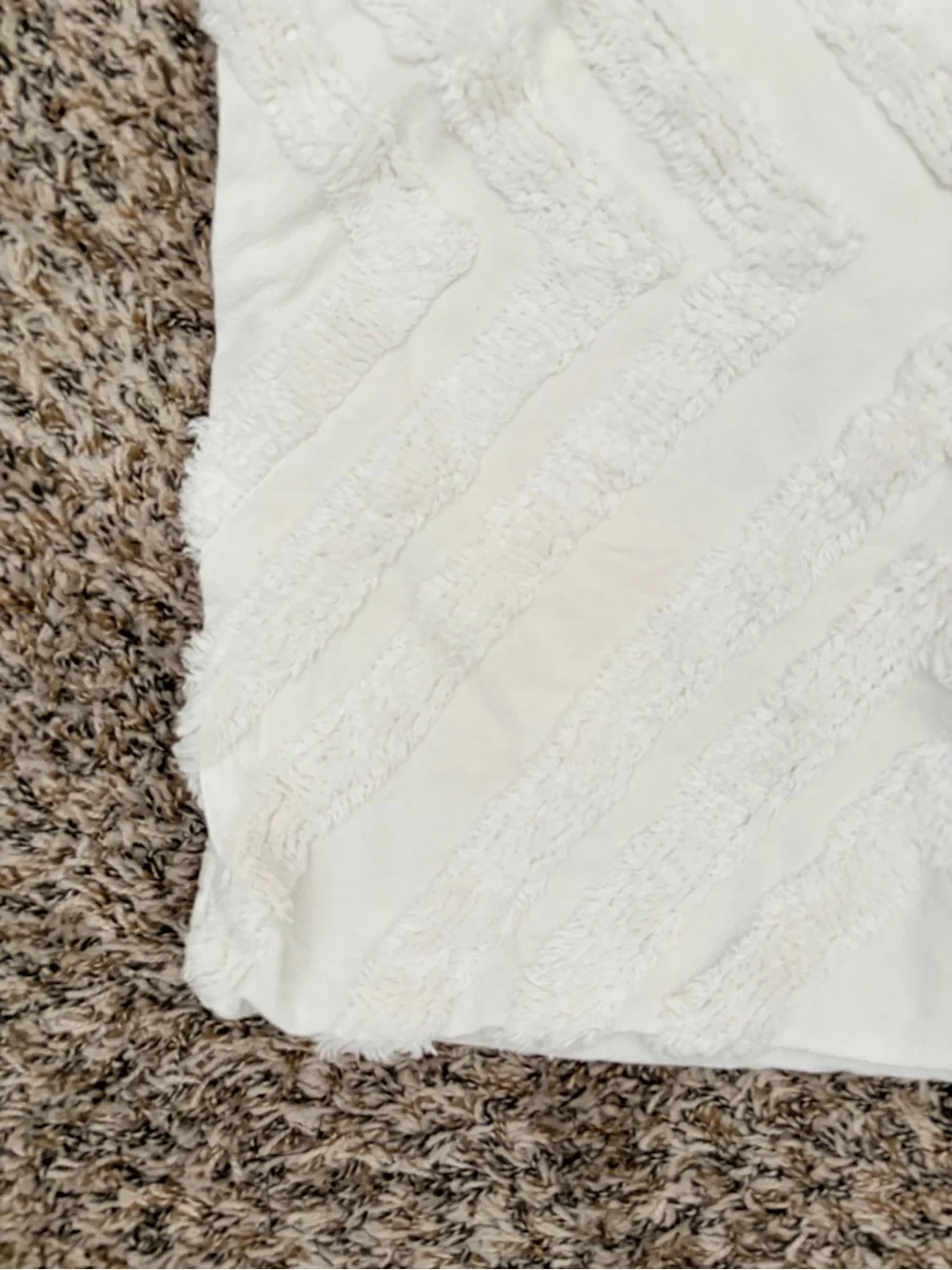 DKNY Cream Chevron Textured Throw Pillow Cover